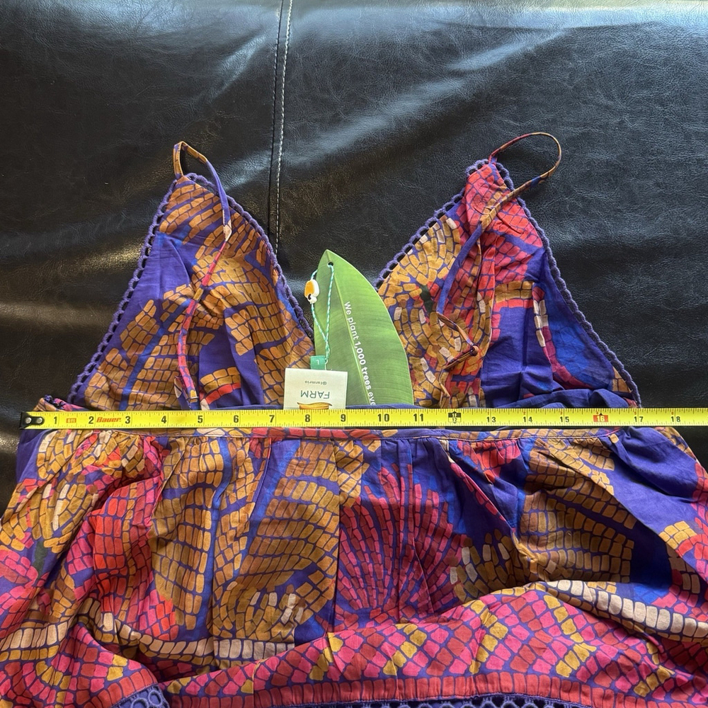 NWT Farm Rio Blue Forest Mosaic Maxi Dress Size:L Boho Tiered V Neck MSRP:$230 - Picture 11 of 12